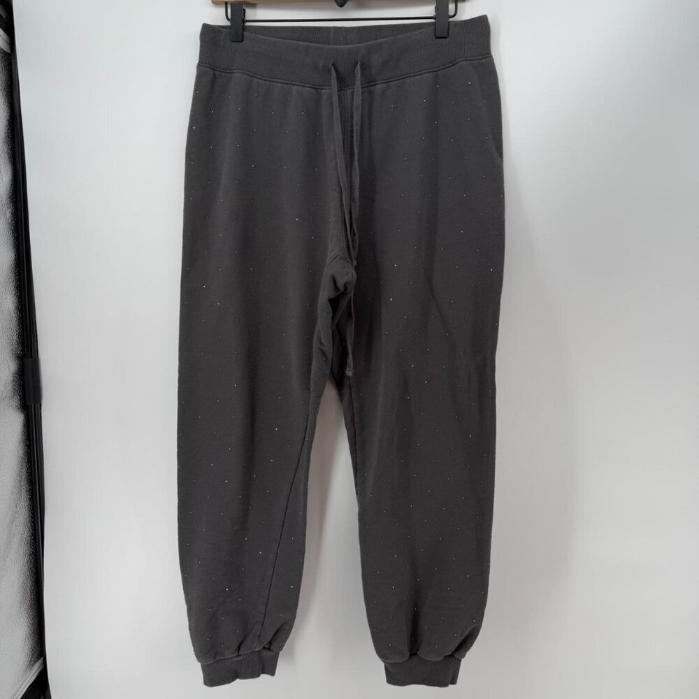 David Lerner Women’s Jogger Sweatpants Charcoal Rhinestone Studded XL